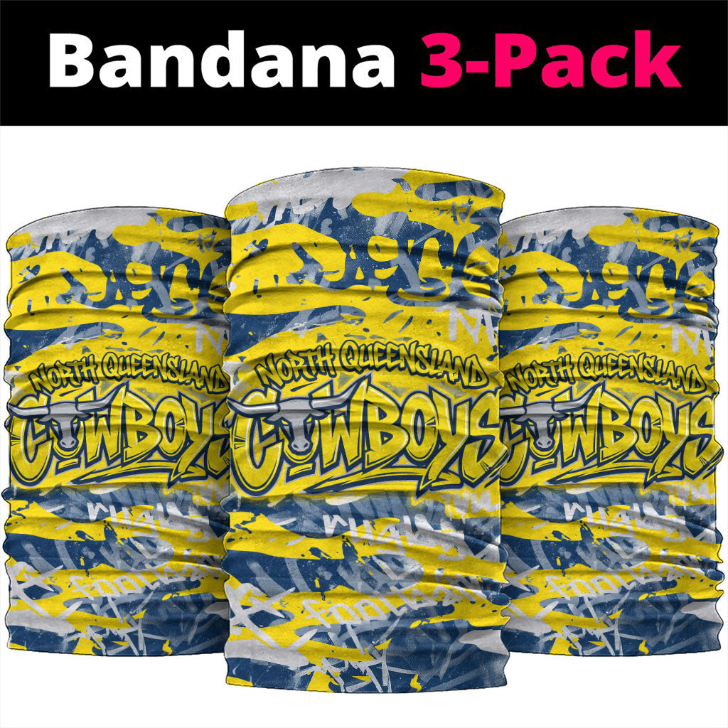North Queensland Cowboys Rugby Neck Gaiter Graffiti Typography Urban Camo Abstract Street Style