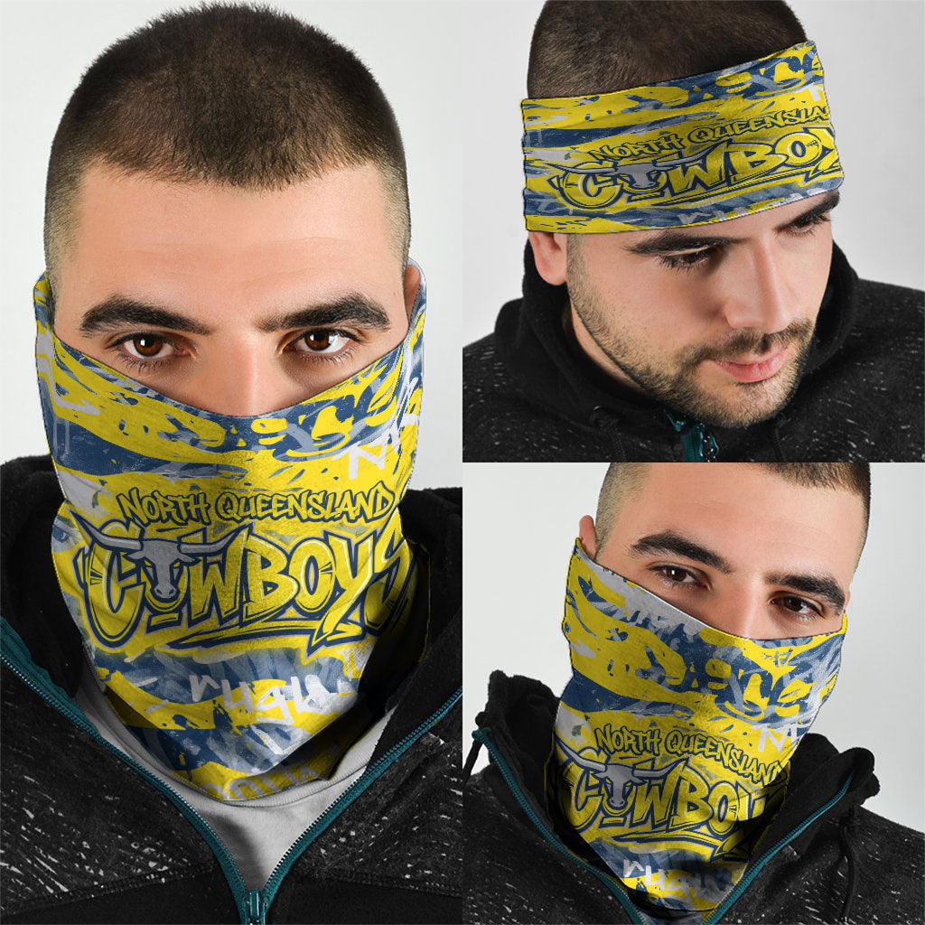 North Queensland Cowboys Rugby Neck Gaiter Graffiti Typography Urban Camo Abstract Street Style