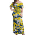 North Queensland Cowboys Rugby Off Shoulder Maxi Dress Graffiti Typography Urban Camo Abstract Street Style