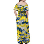 North Queensland Cowboys Rugby Off Shoulder Maxi Dress Graffiti Typography Urban Camo Abstract Street Style