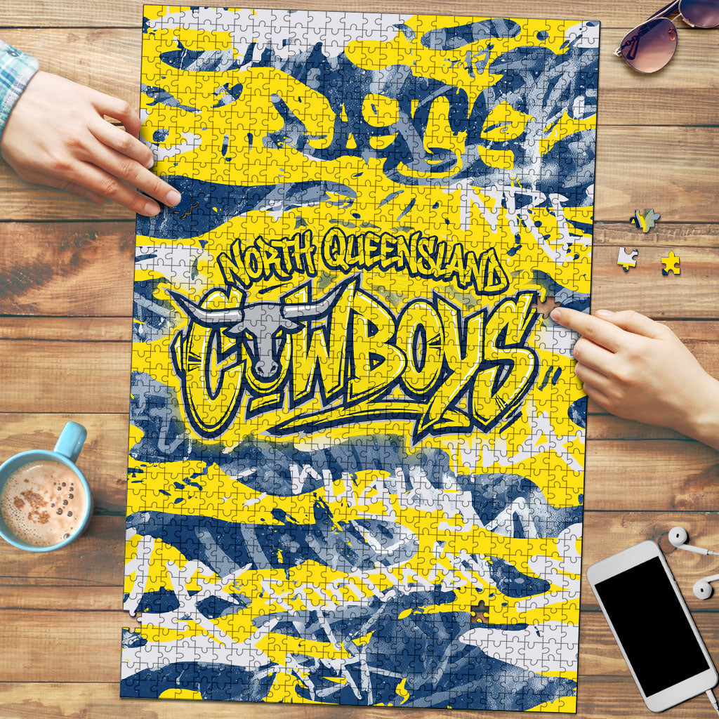 North Queensland Cowboys Rugby Puzzle Graffiti Typography Urban Camo Abstract Street Style