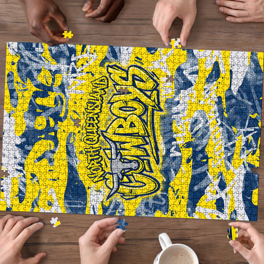 North Queensland Cowboys Rugby Puzzle Graffiti Typography Urban Camo Abstract Street Style