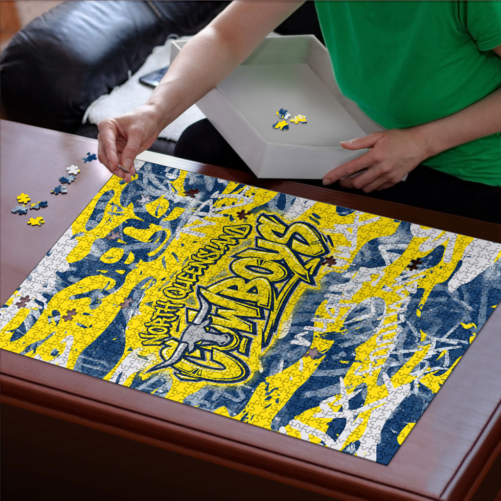 North Queensland Cowboys Rugby Puzzle Graffiti Typography Urban Camo Abstract Street Style