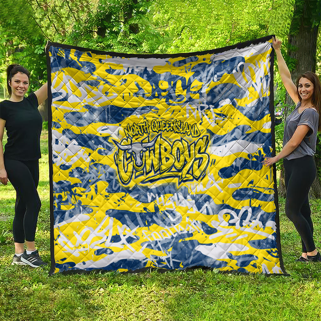 North Queensland Cowboys Rugby Quilt Graffiti Typography Urban Camo Abstract Street Style