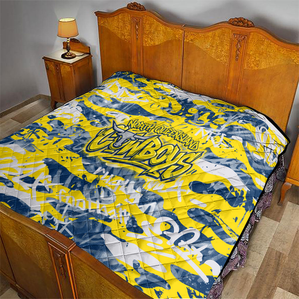 North Queensland Cowboys Rugby Quilt Graffiti Typography Urban Camo Abstract Street Style