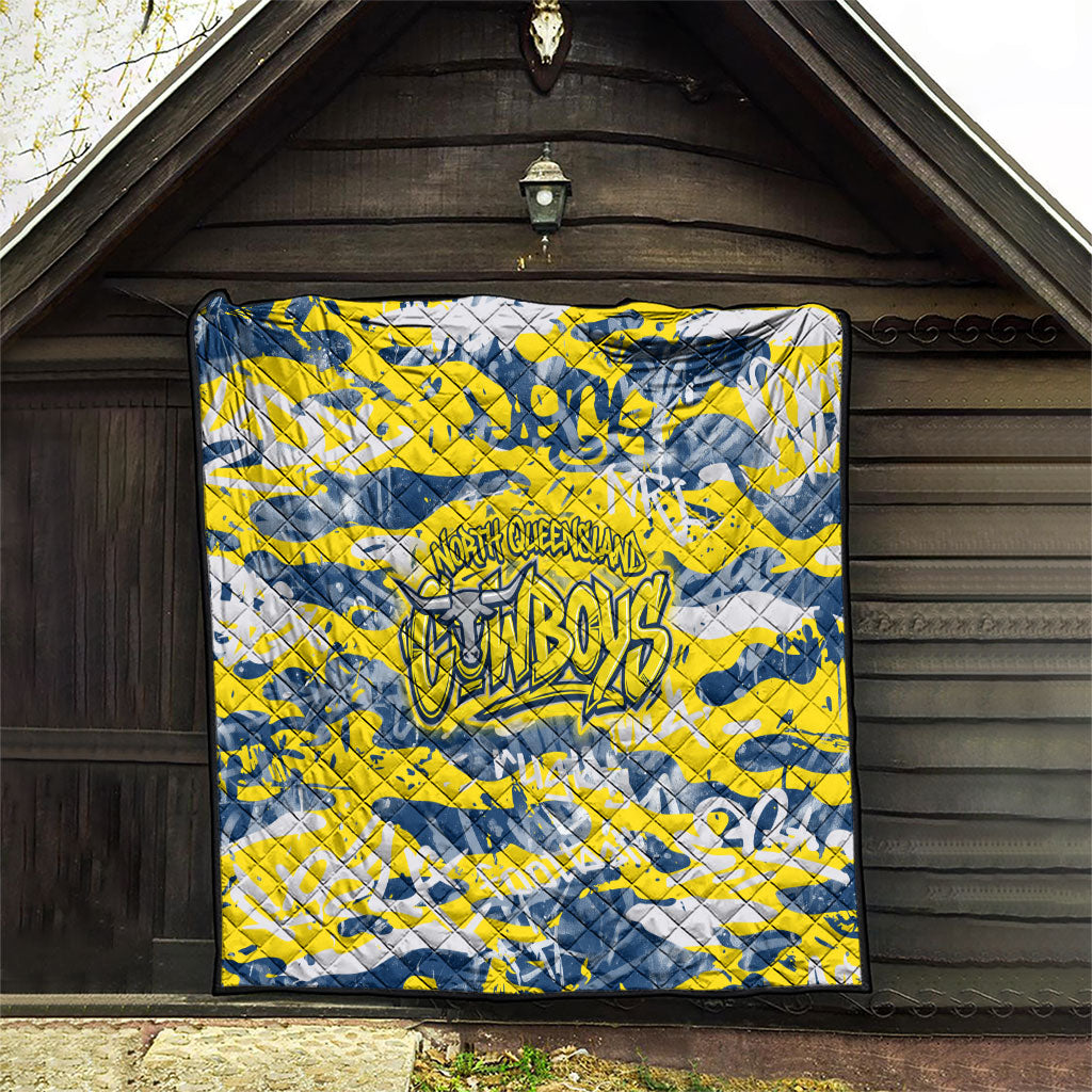North Queensland Cowboys Rugby Quilt Graffiti Typography Urban Camo Abstract Street Style