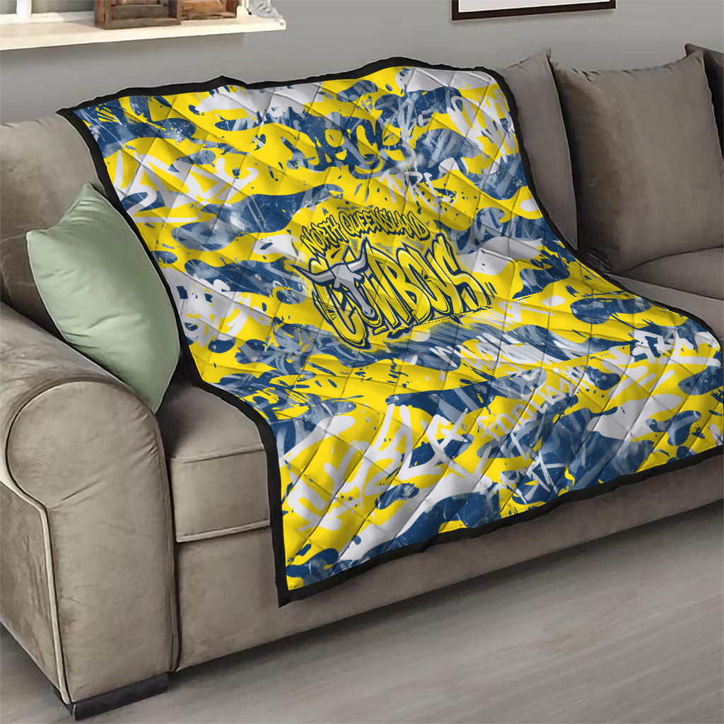 North Queensland Cowboys Rugby Quilt Graffiti Typography Urban Camo Abstract Street Style