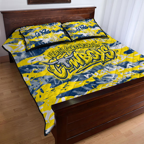 North Queensland Cowboys Rugby Quilt Bed Set Graffiti Typography Urban Camo Abstract Street Style