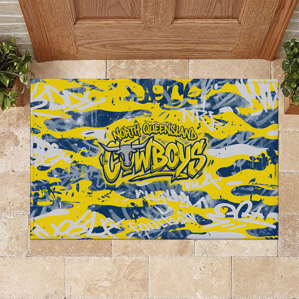 North Queensland Cowboys Rugby Rubber Doormat Graffiti Typography Urban Camo Abstract Street Style