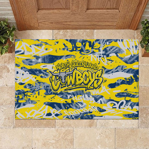 North Queensland Cowboys Rugby Rubber Doormat Graffiti Typography Urban Camo Abstract Street Style