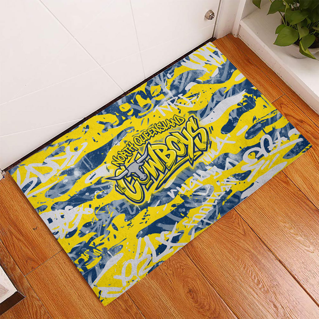 North Queensland Cowboys Rugby Rubber Doormat Graffiti Typography Urban Camo Abstract Street Style
