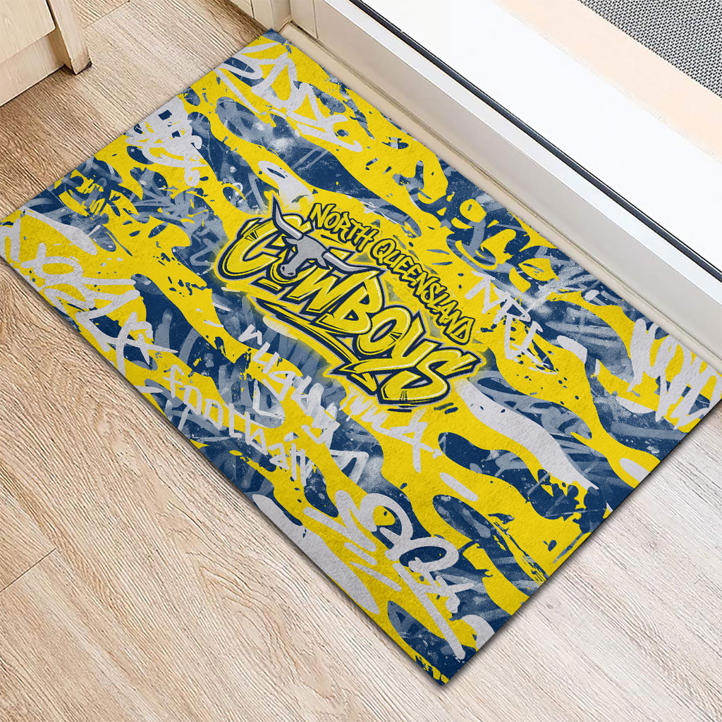 North Queensland Cowboys Rugby Rubber Doormat Graffiti Typography Urban Camo Abstract Street Style
