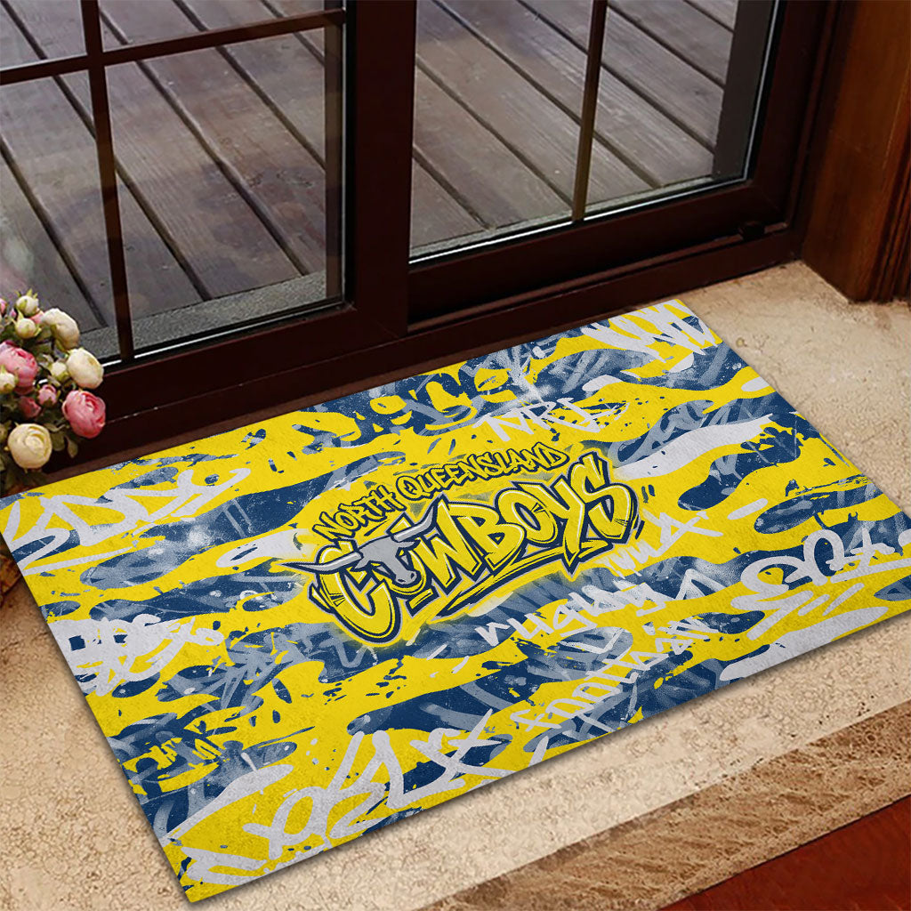 North Queensland Cowboys Rugby Rubber Doormat Graffiti Typography Urban Camo Abstract Street Style