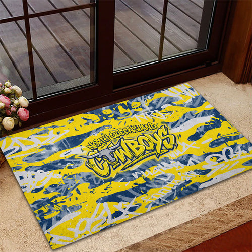 North Queensland Cowboys Rugby Rubber Doormat Graffiti Typography Urban Camo Abstract Street Style