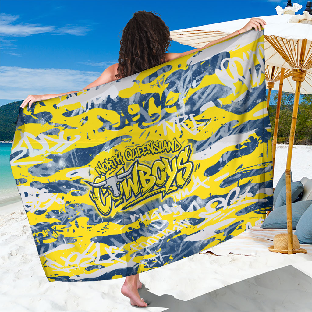 North Queensland Cowboys Rugby Sarong Graffiti Typography Urban Camo Abstract Street Style