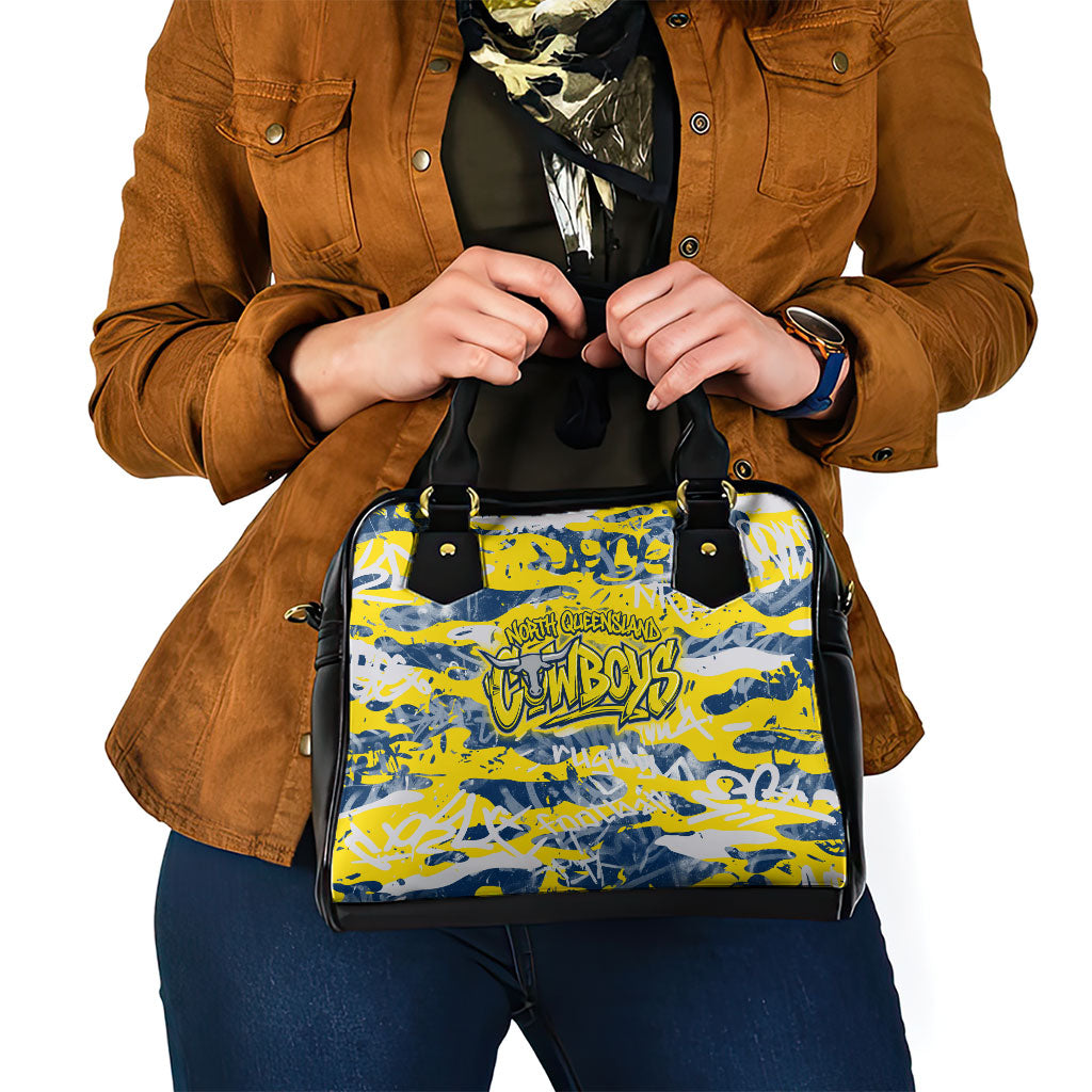 North Queensland Cowboys Rugby Shoulder Handbag Graffiti Typography Urban Camo Abstract Street Style