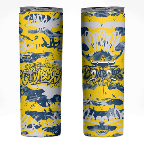 North Queensland Cowboys Rugby Skinny Tumbler Graffiti Typography Urban Camo Abstract Street Style
