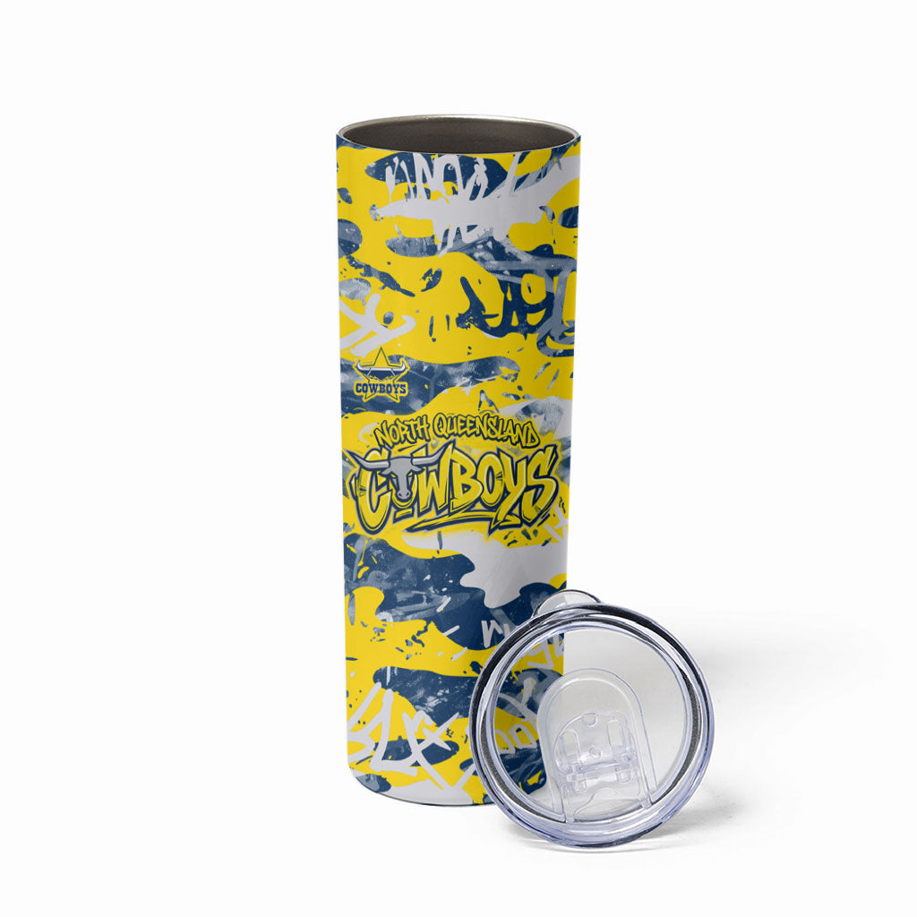 North Queensland Cowboys Rugby Skinny Tumbler Graffiti Typography Urban Camo Abstract Street Style