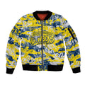 North Queensland Cowboys Rugby Sleeve Zip Bomber Jacket Graffiti Typography Urban Camo Abstract Street Style