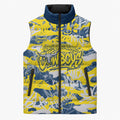 North Queensland Cowboys Rugby Sleeveless Puffer Jacket Graffiti Typography Urban Camo Abstract Street Style