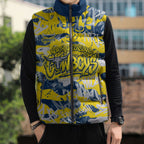 North Queensland Cowboys Rugby Sleeveless Puffer Jacket Graffiti Typography Urban Camo Abstract Street Style