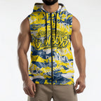 North Queensland Cowboys Rugby Sleeveless Zip Hoodie Graffiti Typography Urban Camo Abstract Street Style