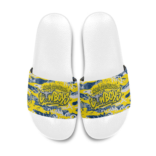 North Queensland Cowboys Rugby Slide Sandals Graffiti Typography Urban Camo Abstract Street Style