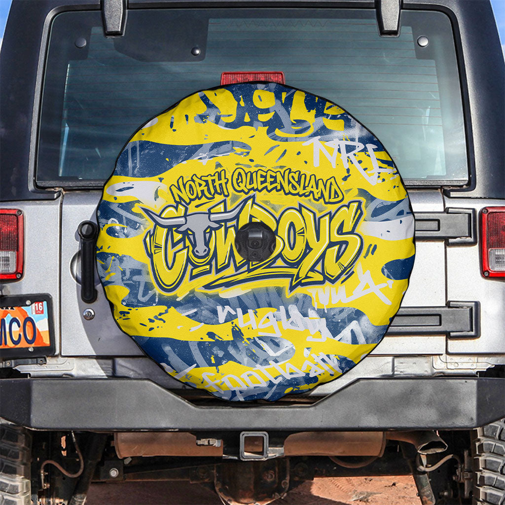 North Queensland Cowboys Rugby Spare Tire Cover Graffiti Typography Urban Camo Abstract Street Style