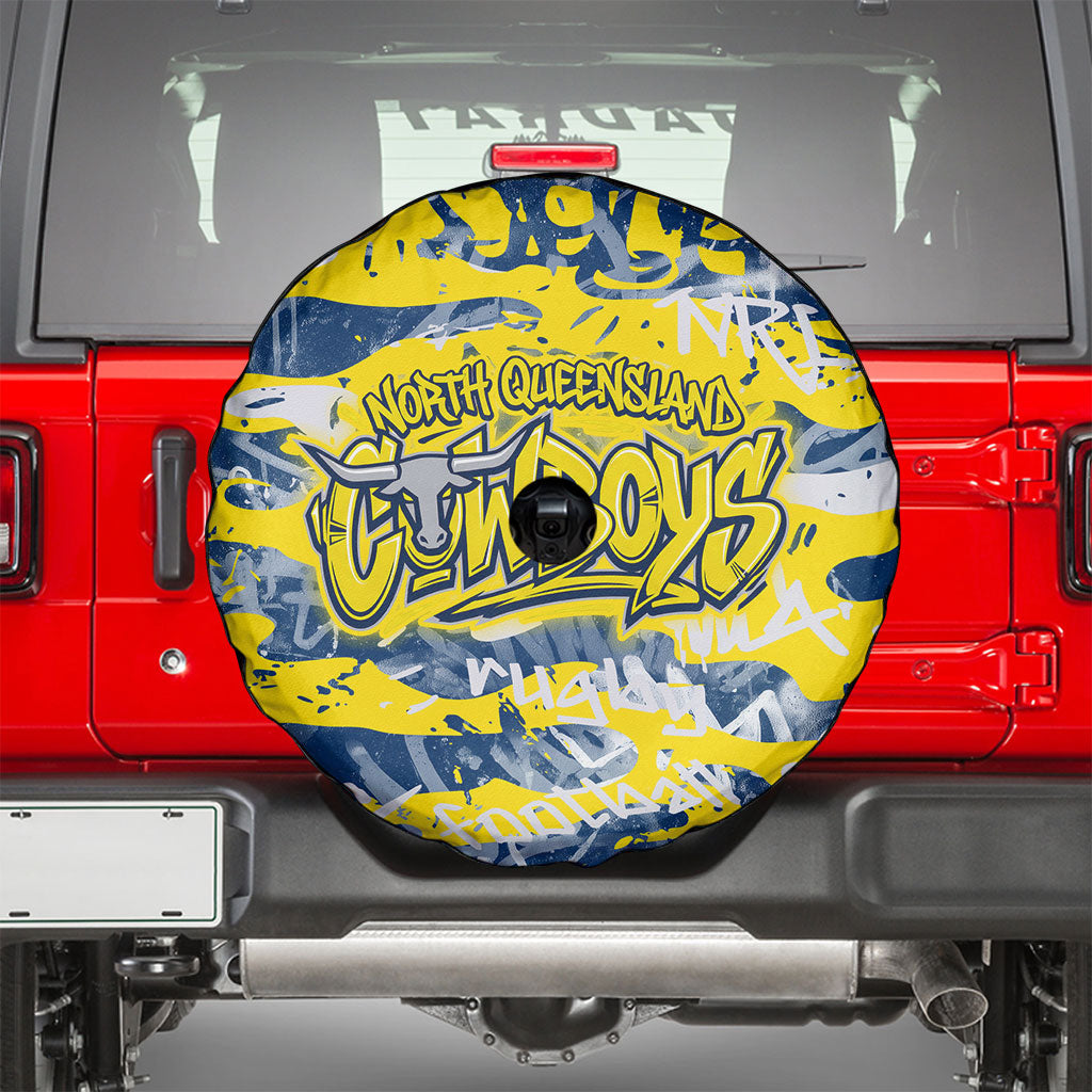 North Queensland Cowboys Rugby Spare Tire Cover Graffiti Typography Urban Camo Abstract Street Style
