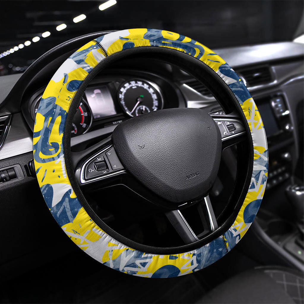 North Queensland Cowboys Rugby Steering Wheel Cover Graffiti Typography Urban Camo Abstract Street Style