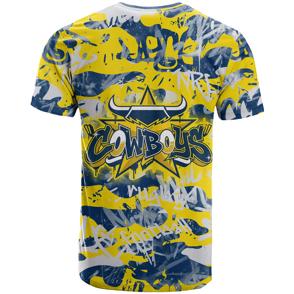 North Queensland Cowboys Rugby T Shirt Graffiti Typography Urban Camo Abstract Street Style