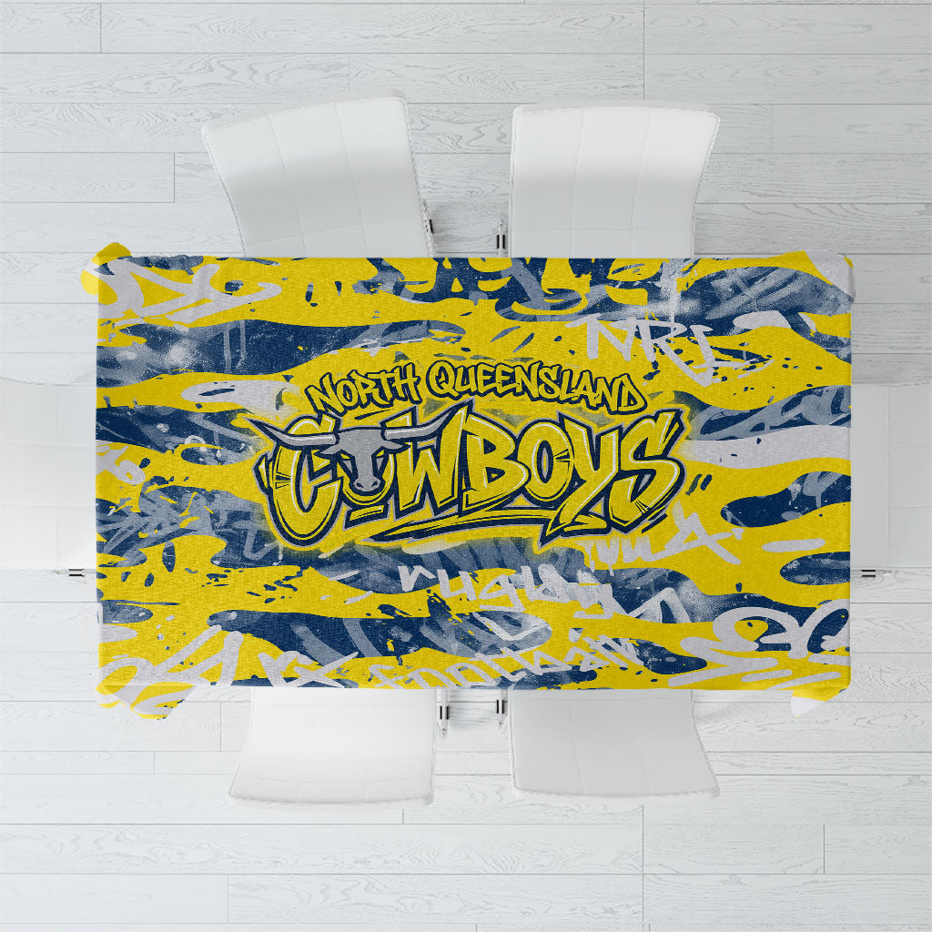 North Queensland Cowboys Rugby Tablecloth Graffiti Typography Urban Camo Abstract Street Style