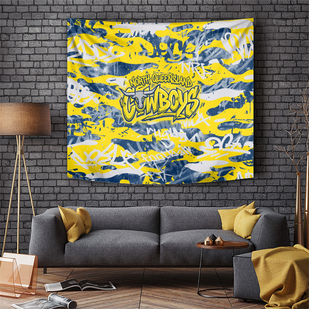 North Queensland Cowboys Rugby Tapestry Graffiti Typography Urban Camo Abstract Street Style