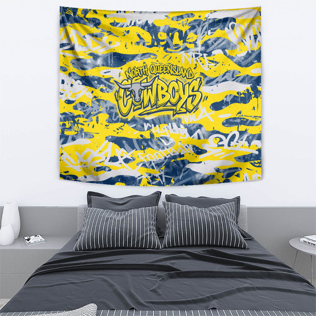 North Queensland Cowboys Rugby Tapestry Graffiti Typography Urban Camo Abstract Street Style
