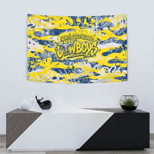 North Queensland Cowboys Rugby Tapestry Graffiti Typography Urban Camo Abstract Street Style