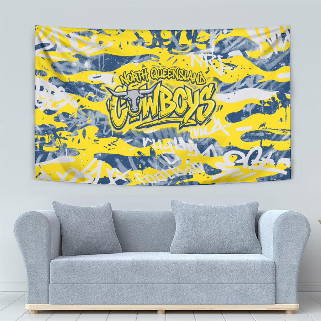 North Queensland Cowboys Rugby Tapestry Graffiti Typography Urban Camo Abstract Street Style