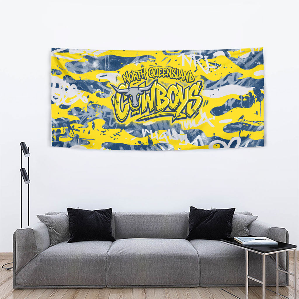 North Queensland Cowboys Rugby Tapestry Graffiti Typography Urban Camo Abstract Street Style