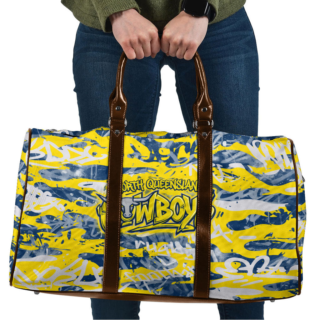 North Queensland Cowboys Rugby Travel Bag Graffiti Typography Urban Camo Abstract Street Style