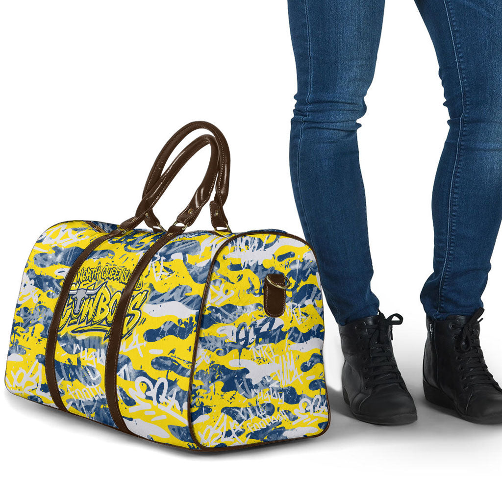North Queensland Cowboys Rugby Travel Bag Graffiti Typography Urban Camo Abstract Street Style