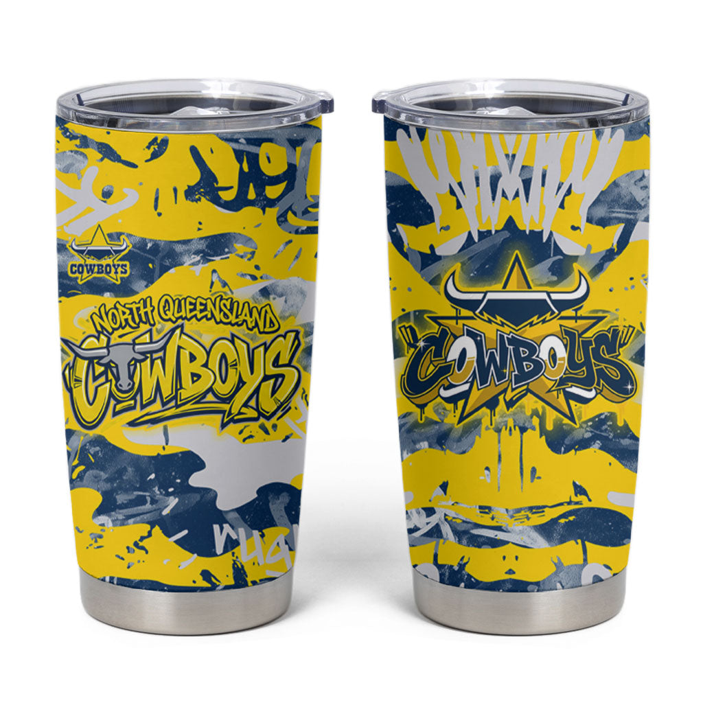 North Queensland Cowboys Rugby Tumbler Cup Graffiti Typography Urban Camo Abstract Street Style