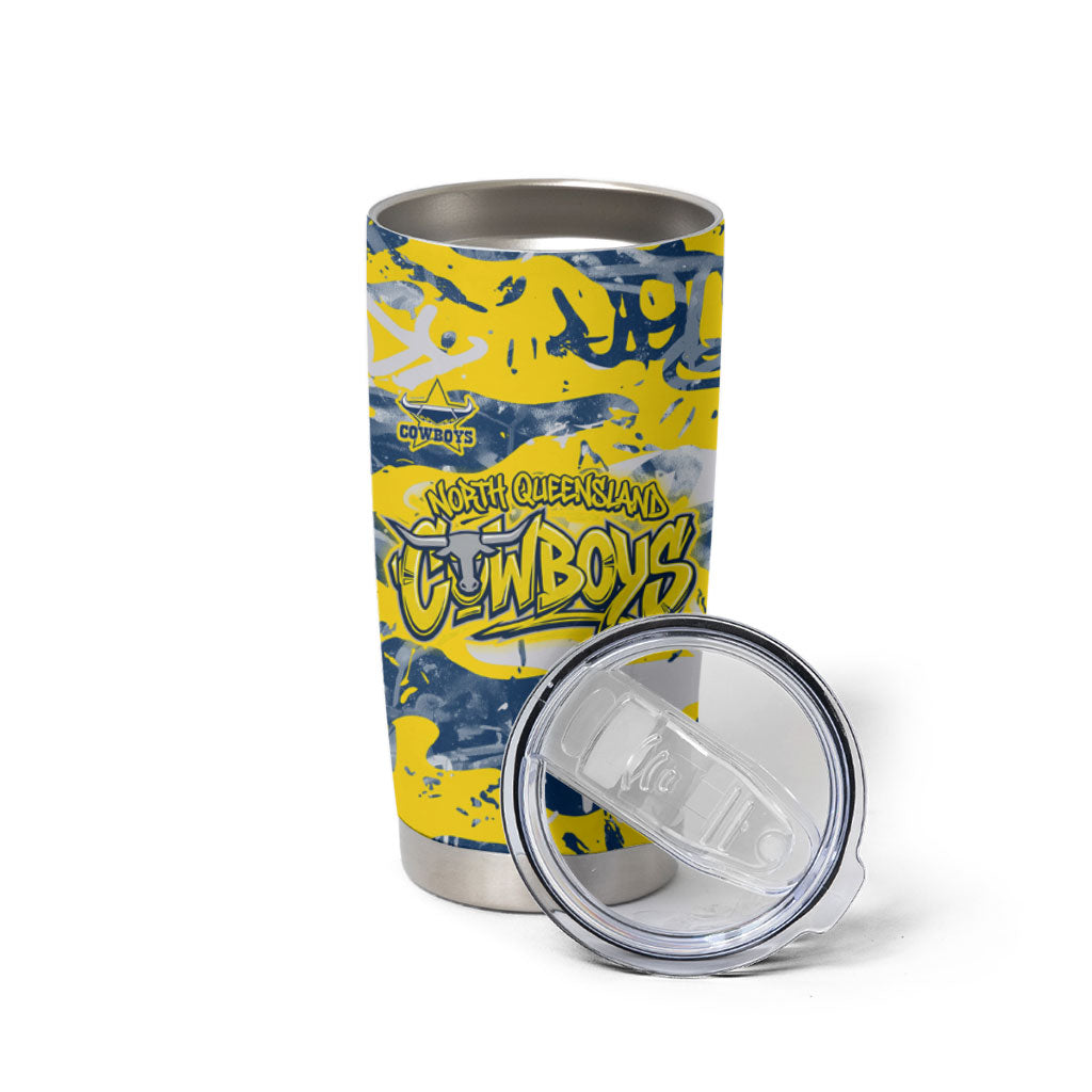 North Queensland Cowboys Rugby Tumbler Cup Graffiti Typography Urban Camo Abstract Street Style