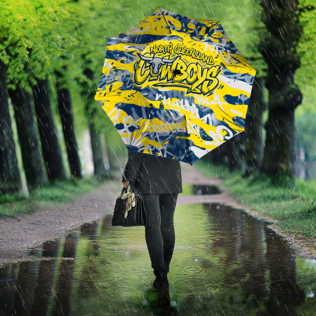 North Queensland Cowboys Rugby Umbrella Graffiti Typography Urban Camo Abstract Street Style