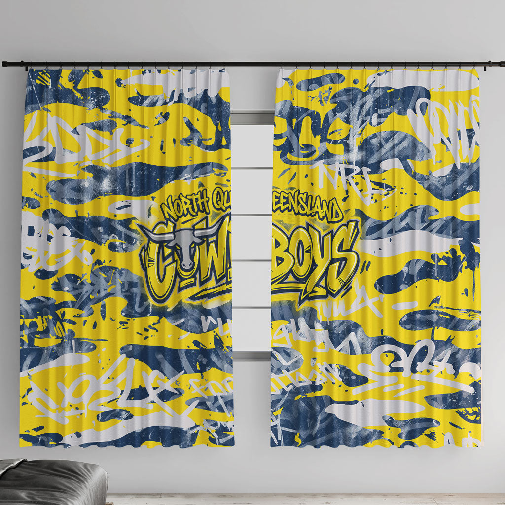 North Queensland Cowboys Rugby Window Curtain Graffiti Typography Urban Camo Abstract Street Style