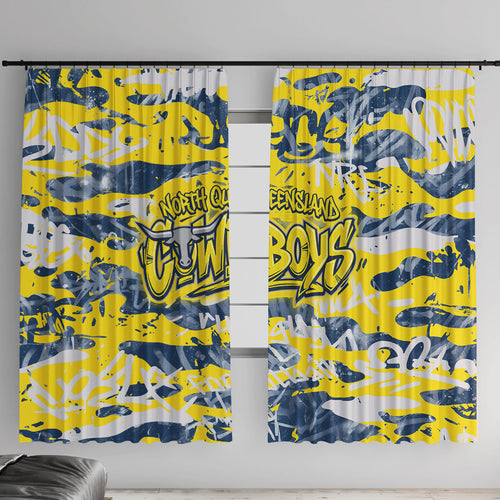 North Queensland Cowboys Rugby Window Curtain Graffiti Typography Urban Camo Abstract Street Style