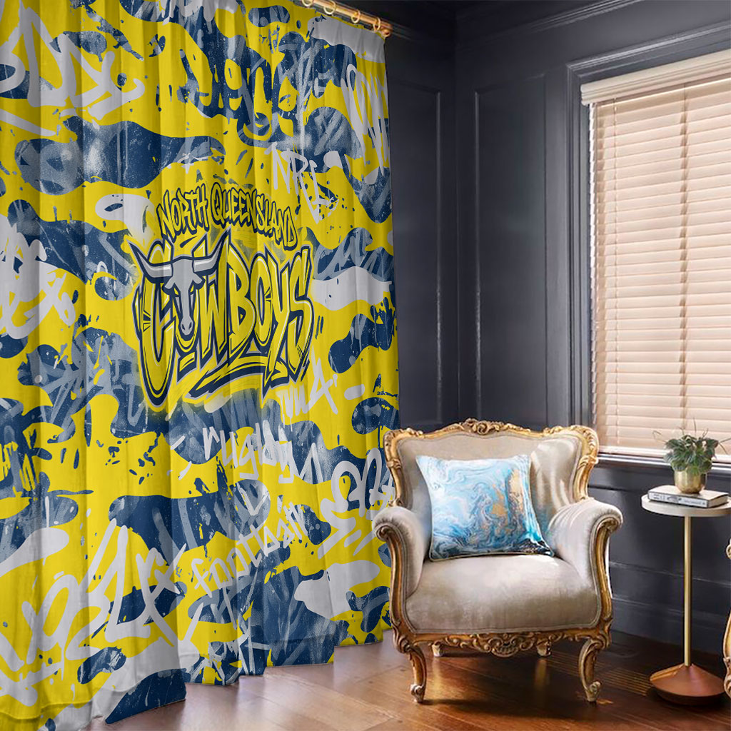 North Queensland Cowboys Rugby Window Curtain Graffiti Typography Urban Camo Abstract Street Style