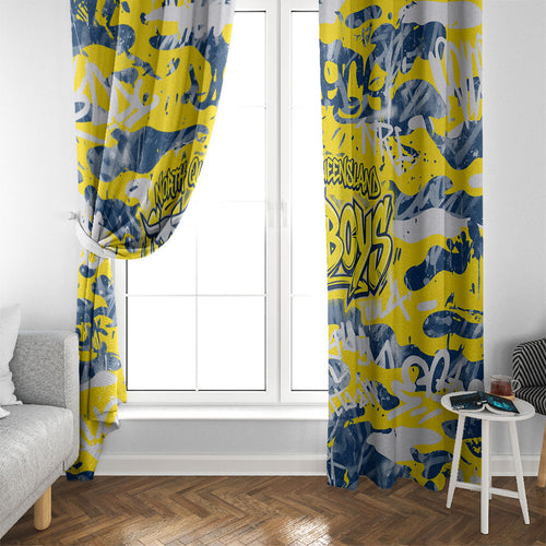 North Queensland Cowboys Rugby Window Curtain Graffiti Typography Urban Camo Abstract Street Style