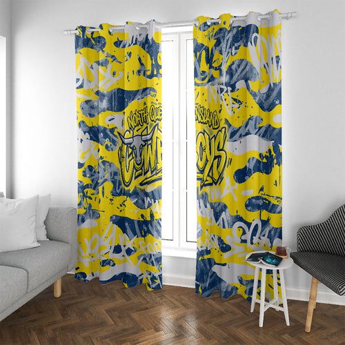 North Queensland Cowboys Rugby Window Curtain Graffiti Typography Urban Camo Abstract Street Style