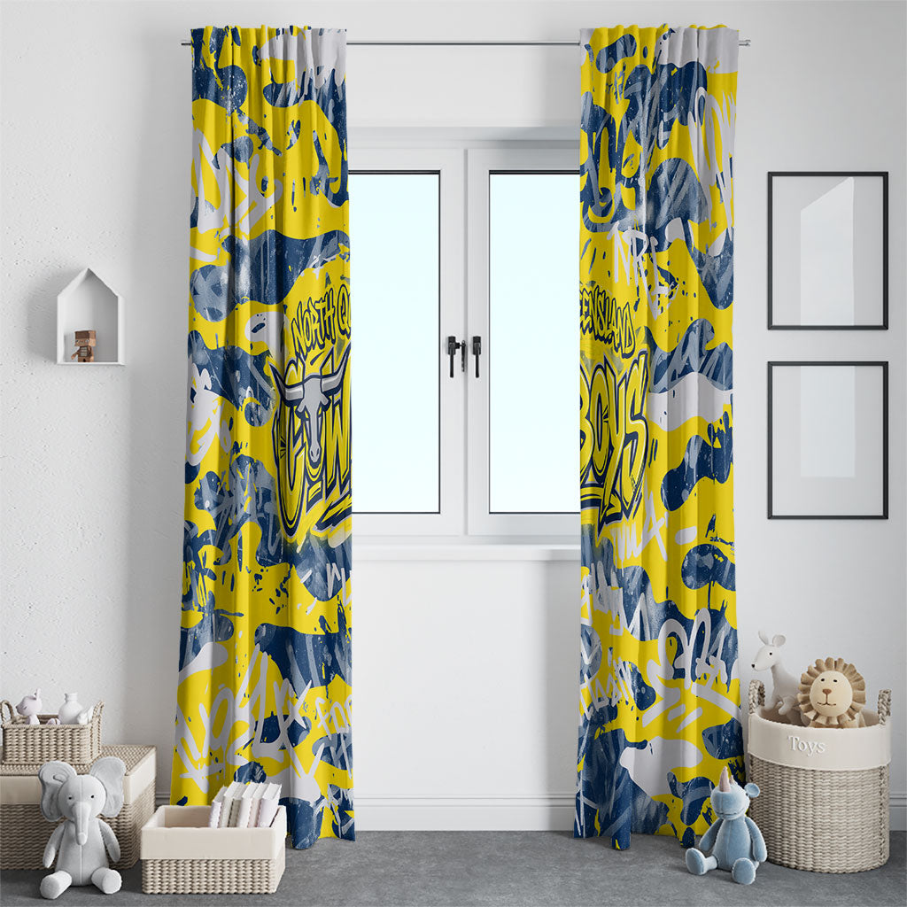 North Queensland Cowboys Rugby Window Curtain Graffiti Typography Urban Camo Abstract Street Style