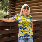North Queensland Cowboys Rugby Women Polo Shirt Graffiti Typography Urban Camo Abstract Street Style