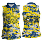 North Queensland Cowboys Rugby Women Sleeveless Polo Shirt Graffiti Typography Urban Camo Abstract Street Style